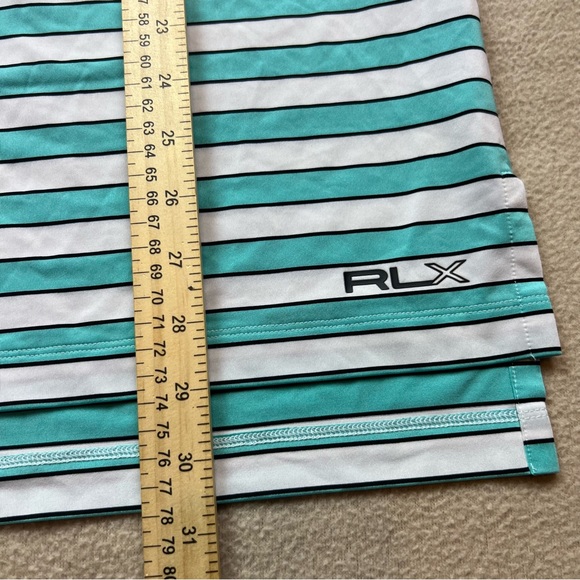 RLX Ralph Lauren Polo Shirt Mens Small Green White Striped Golf Performance - Picture 3 of 7